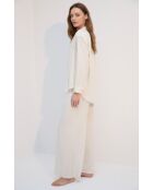 Conjunto de pijama BJM-1741 en color crudo con detalles brillantes