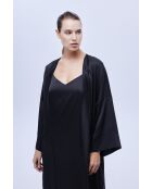 BJM-1631 Set aus Satin mit Nachthemd und Bademantel Schwarz BJM-1631