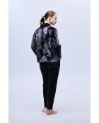 BJM-1624 Pyjama-Set aus schwarz-lila, verschlungenem Samt