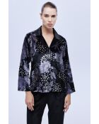 BJM-1624 Pyjama-Set aus schwarz-lila, verschlungenem Samt