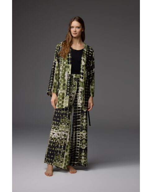 Ensemble pyjama 3 pièces à motifs BM-1838 vert/noir