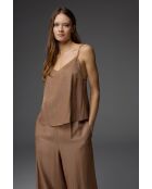 Conjunto de pijama marrón de 3 piezas Tencel BM-1808