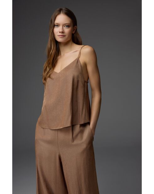 Conjunto de pijama marrón de 3 piezas Tencel BM-1808