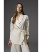 BM-1816 ecru jacquard badjas en satijnen broek set