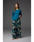 Ensemble pyjama à motifs et col rond BM-1848 pétrole