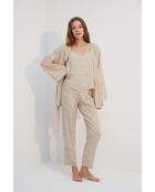 BJM-1717 pyjamaset van beige jacquard, 3-delig