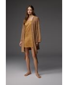 BM-1807 Mosterdkleurige jacquardbadjas en nachtjapon