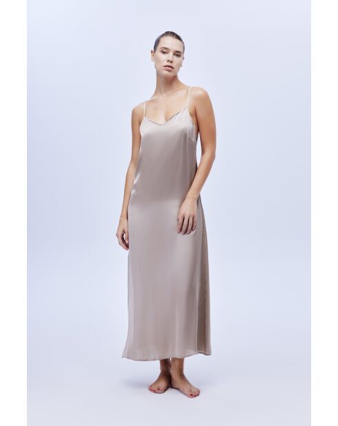 Set aus seidigem Satin mit Nachthemd und Bademantel BJM-1631 Nerz