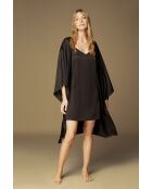 BJM-1529 Set aus schwarzem Satin mit Bademantel und Nachthemd BJM-1529