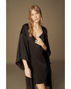 BJM-1529 Set aus schwarzem Satin mit Bademantel und Nachthemd BJM-1529