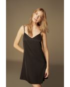 BJM-1529 Set aus schwarzem Satin mit Bademantel und Nachthemd BJM-1529