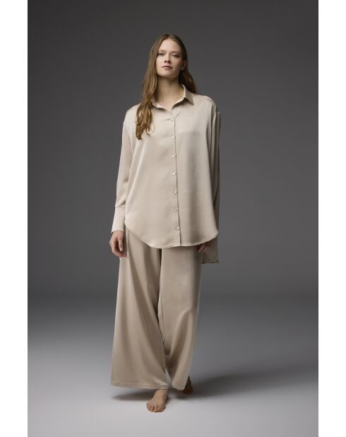 Conjunto de pijama con puños en jacquard de piedra BM-1818