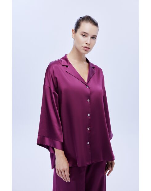 BJM61528 Schlafanzug-Set aus pflaumenfarbenem Satin