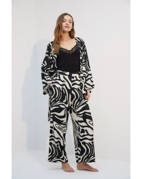 BJM-1715 zwart/wit 3-delige pyjamaset