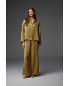 BM-1813 mosterdkleurige pyjamaset met overhemdkraag