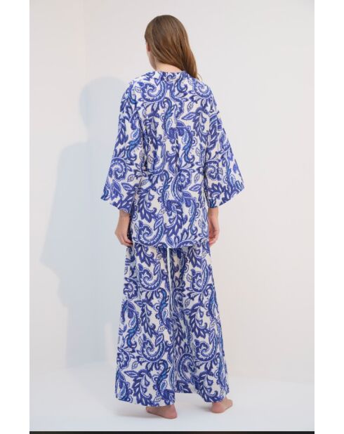 Conjunto de pijama estampado azul/blanco BJM-1747