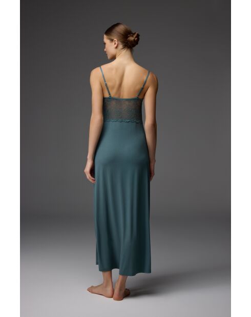 BM-1836 groen/veelkleurige kanten badjas en nachtjapon set