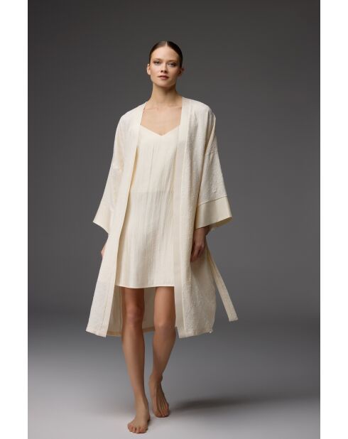 Ensemble Peignoir & Nuisette en jacquard BM-1823 crème