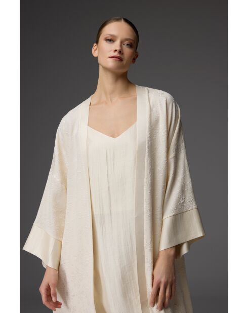 Ensemble Peignoir & Nuisette en jacquard BM-1823 crème