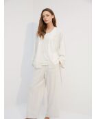 3-delige pyjamaset met glinsterende details BJM-1740 ecru