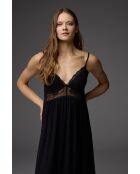 BM-1840 groen/zwarte kanten badjas en nachtjapon met bandjes