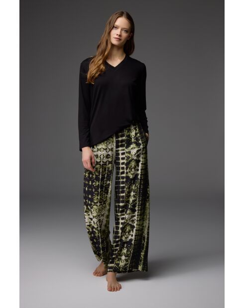 Set pigiama con motivi verde/neri BM-1841