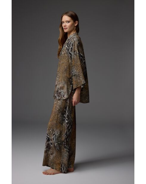 BM-1850 pyjamaset met meerkleurig patroon en overhemdkraag