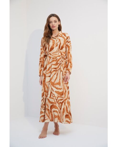 Robe longue boutonnée  BJM-1738 multicolore