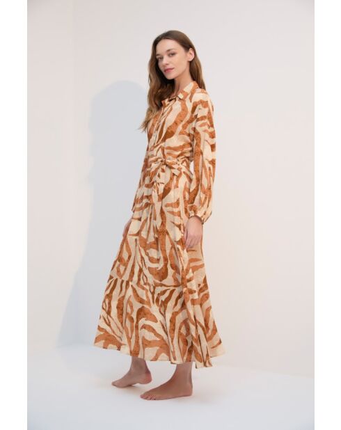 Robe longue boutonnée  BJM-1738 multicolore