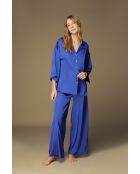 BJM61528 Blaues Satin-Pyjama-Set
