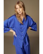 BJM61528 Blaues Satin-Pyjama-Set