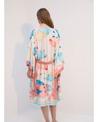 Veelkleurige BJM-1707 set van satijnen badjas en nachtjapon BJM-1707