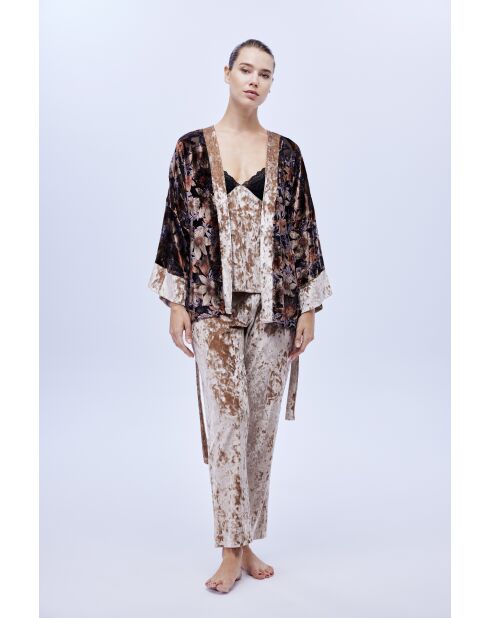 BJM-1609 meerkleurige fluwelen pyjamaset, 3-delig