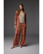 Conjunto de pijama BM-1803 canela con estampado jacquard de 3 piezas