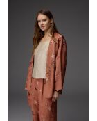 Conjunto de pijama BM-1803 canela con estampado jacquard de 3 piezas