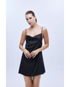 BJM-1633 Set aus schwarzem Satin mit Bademantel und Nachthemd