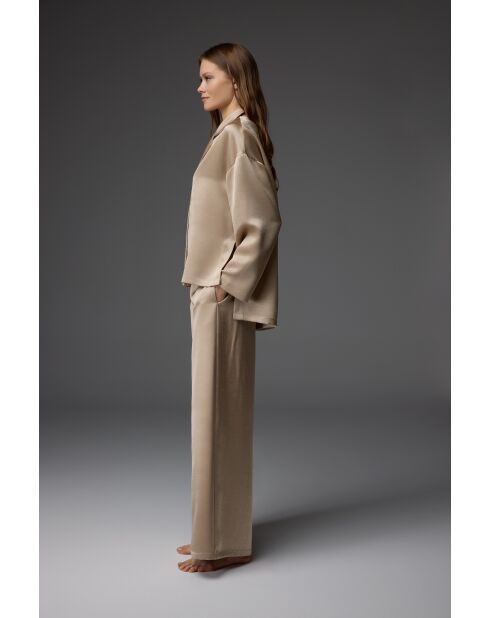 BM-1813 Schlafanzug-Set mit Kamelhemdkragen