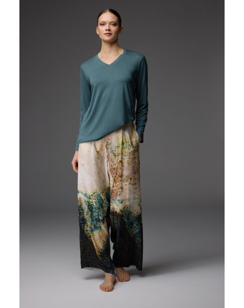 Set pigiama con motivi verde/multicolore BM-1837