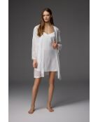 BM-1829 ecru geborduurde satijnen badjas en nachtjapon