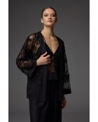 Conjunto de pijama de encaje negro de 3 piezas BM-1825