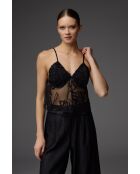 Conjunto de pijama de encaje negro de 3 piezas BM-1825