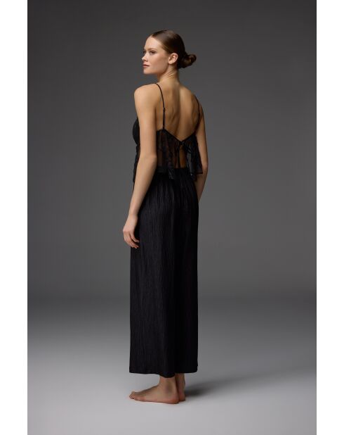 Conjunto de pijama de encaje negro de 3 piezas BM-1825