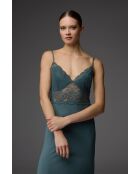 BM-1836 groen/veelkleurige kanten badjas en nachtjapon set