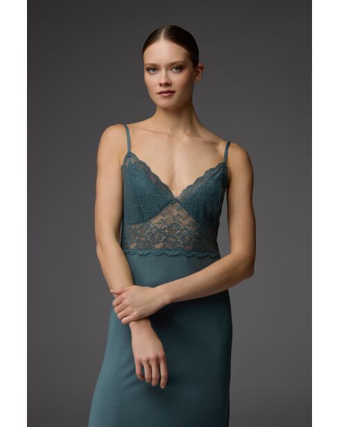 BM-1836 groen/veelkleurige kanten badjas en nachtjapon set