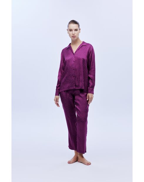 Conjunto de pijama de satén morado de 2 piezas BJM-1603