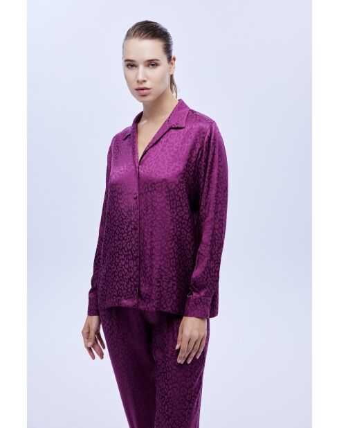 Conjunto de pijama de satén morado de 2 piezas BJM-1603