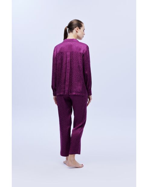 Conjunto de pijama de satén morado de 2 piezas BJM-1603