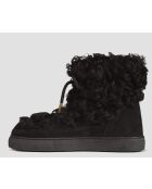 Stivali da neve foderati in pelle di pecora neri con anello