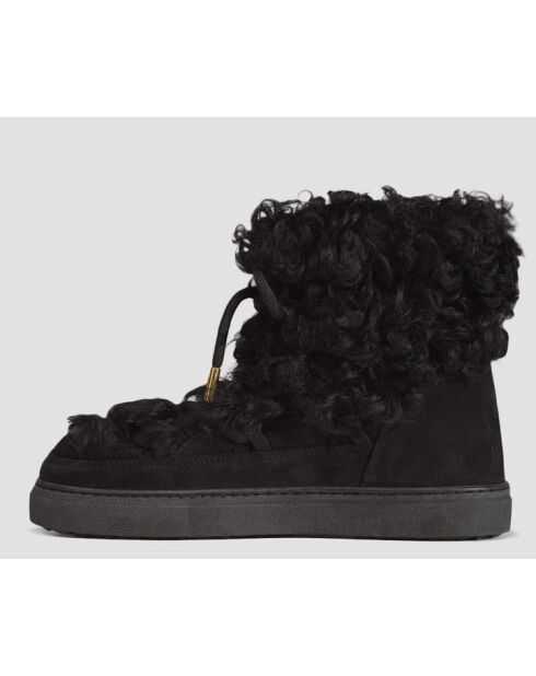 Stivali da neve foderati in pelle di pecora neri con anello