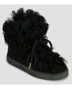 Stivali da neve foderati in pelle di pecora neri con anello